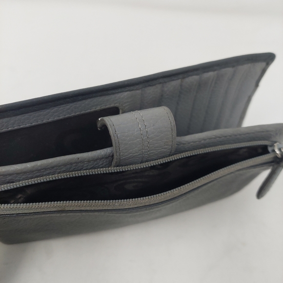 Brighton Barbados Large Pocket Wallet Grey Two Tone Pebbled Leather Bifold - Picture 4 of 10